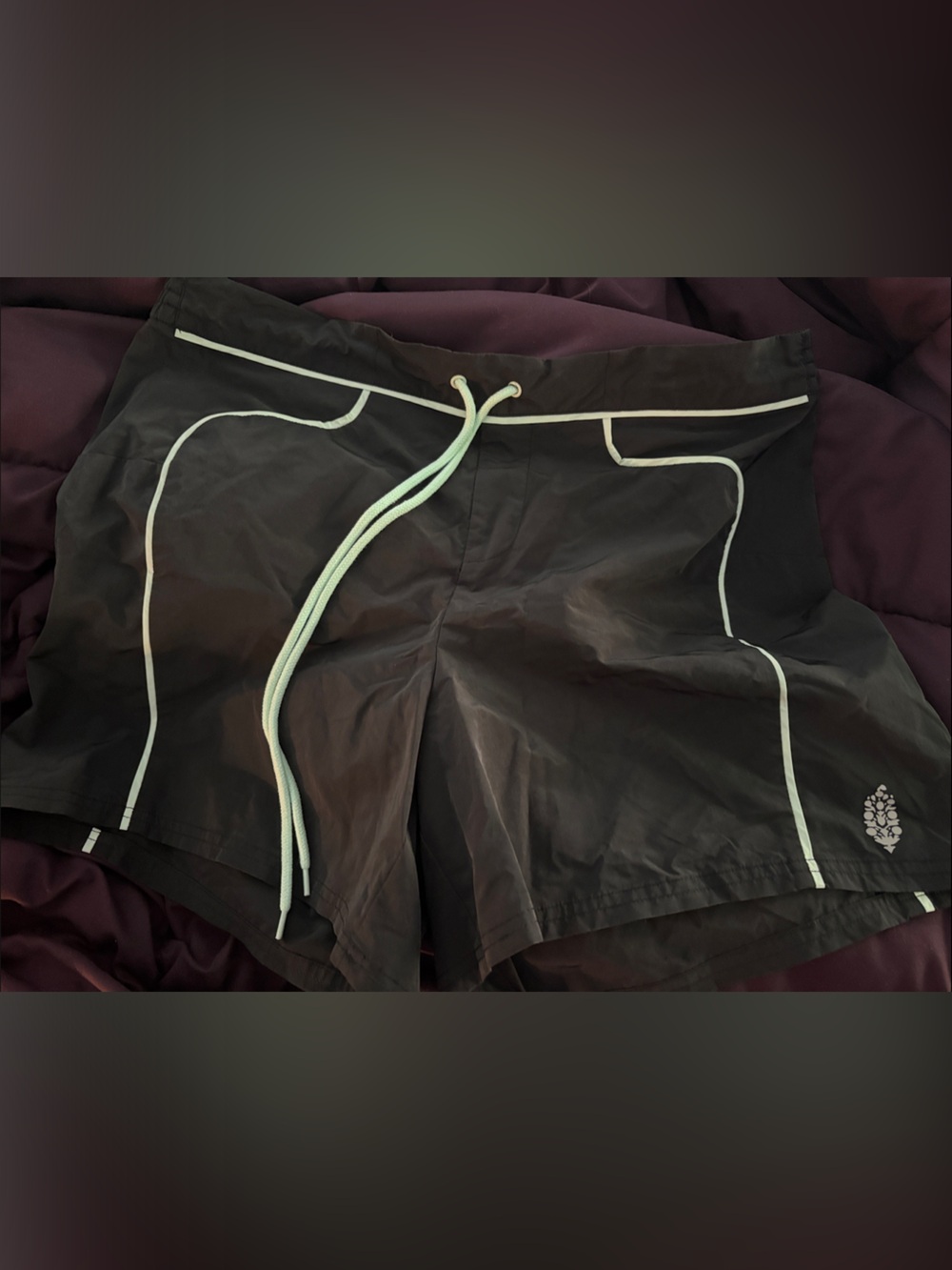 Free people movement Black  Shorts with mint Piping